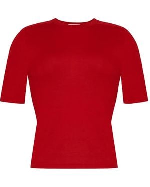 Adam Lippes Felix Short-Sleeve Jumper - Red
