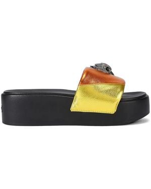 Kurt Geiger Meena Striped Crystal Eagle Platform Sandals - Black