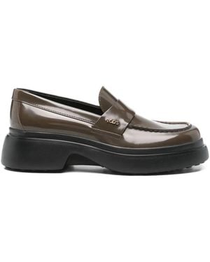 Tod's Leather Platform Loafers - Grey