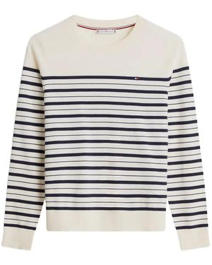 Tommy Hilfiger Striped-Pattern Jumper - White