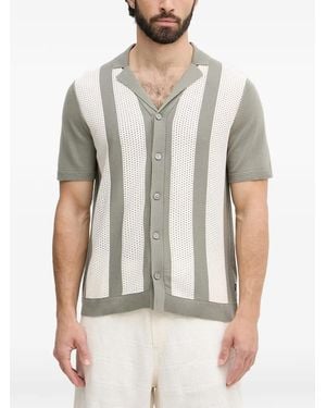 Joop! Galvo Striped Pointelle-Knit Shirt - White