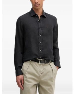 Michael Kors Logo-Embroidered Long-Sleeved Shirt - Blue