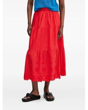 Desigual Tiered Embroidered Midi Skirt