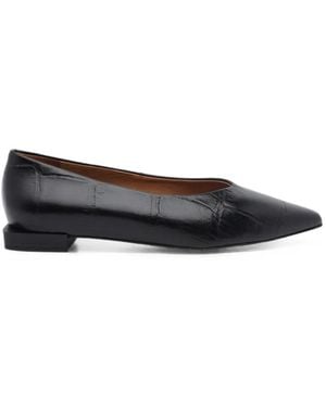 Ángel Alarcón Croc-Effect Pointed-Toe Ballet Flats - Black
