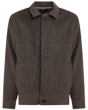 Vince Checked Bomber Jacket - Grey