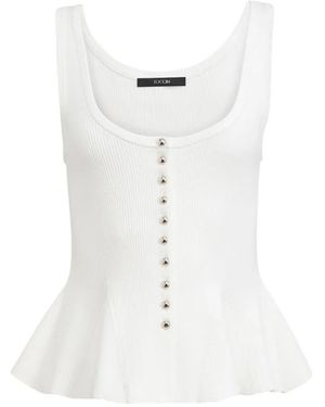 Toccin Eden Button-Front Flared Tank Top - White