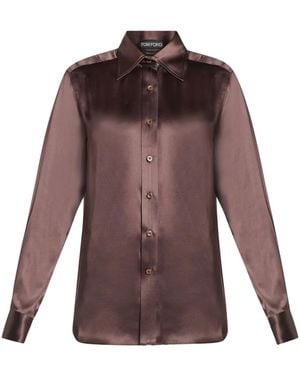Tom Ford Buttoned Silk Shirt - Purple