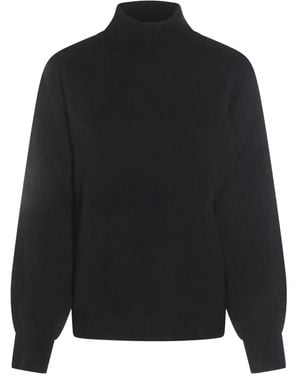 Malo High-Neck Balloon-Sleeve Jumper - Black