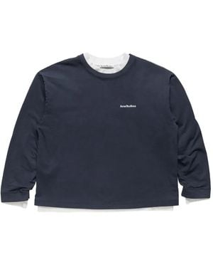 Acne Studios Logo-Print Layered Sweatshirt - Blue