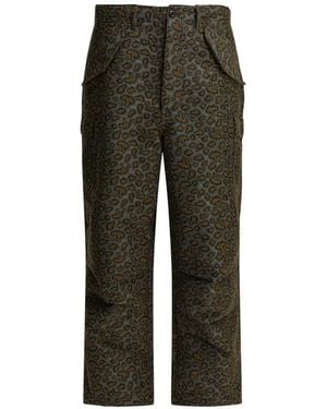 Beams Plus Pantalones con estampado de leopardo - Verde