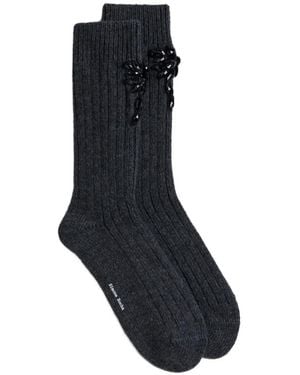 Simone Rocha Chaussettes À Ornements En Maille Épaisse - Noir