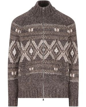 Brunello Cucinelli Cardigan mit Fairisle-Muster - Braun