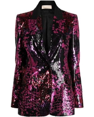 Elie Saab Sequin-Embellished Peak-Lapels Blazer - Purple