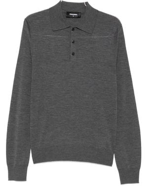DSquared² Upside Down Long-Sleeve Polo Shirt - Gray