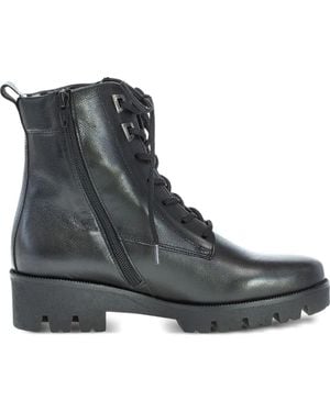 Gabor Davos Chunky-Sole Lace-Up Combat Boots - Black
