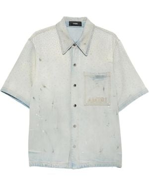 Amiri Chemise À Patch Logo Orné De Cristaux - Grey