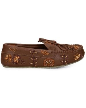 De Siena Shoes Arianna Bead-Embellished Leather Loafers - Brown