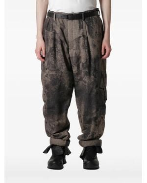 Yohji Yamamoto Buttoned Patterned Trousers - Grey