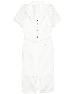 DKNY グリッドパターン ドレス - ホワイト