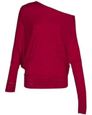 Club21 Off-Shoulder Batwing-Sleeve Jumper - Red