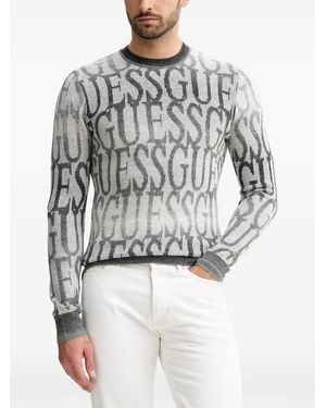 Guess Logo Crew-Neck Jumper - Grey