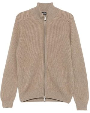 Gran Sasso Cardigan A Coste Con Zip - Neutro