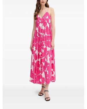 MARC AUREL Floral-Print V-Neck Maxi Dress - Pink