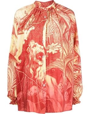 F.R.S For Restless Sleepers Graphic-Print Silk Blouse - Red