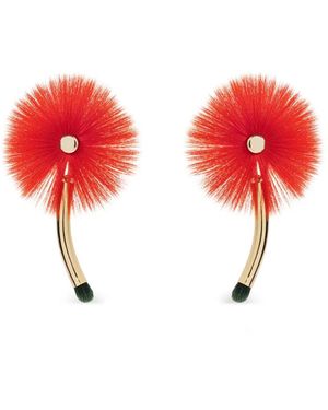 Issey Miyake Floral-Motif Earrings - Red