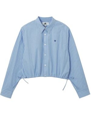 Chocoolate Chemise En Coton Rayée À Lien De Resserrage - Blue