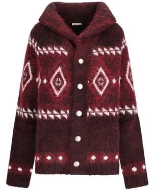 Borgo Asolo Rombi Geometric-Pattern Brushed Jacket - Red