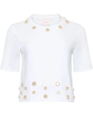 Cinq À Sept Camiseta Bessy Con Detalle De Ganchillo - Blanco