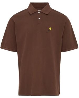 vowels Embroidered-Logo Polo Shirt - Brown