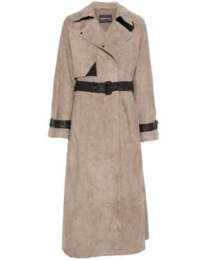Emporio Armani Trenchcoat Aus Wildleder - Natur