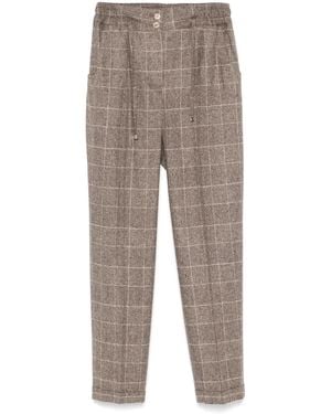 Kiton チェック パンツ - グレー
