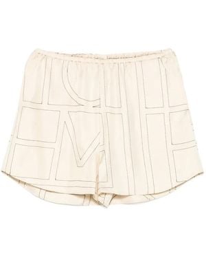 TOTEME Monogram-Print Shorts - Natural