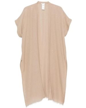 Peserico Veste Brodée De Sequins À Franges - Natural