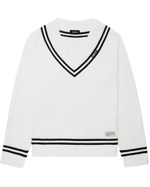 we11done Jersey con cuello en V - Blanco