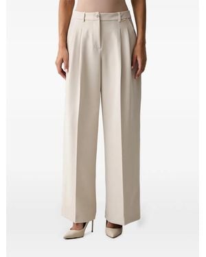 Fracomina Pleated Wide-Leg Trousers - Natural