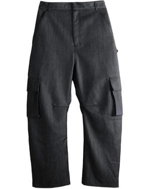 Balenciaga Relaxed Wide-Leg Multi-Pocket Cargo Trousers - Grey