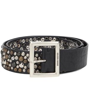 Golden Goose Stud-Embellished Leather Belt - Grey