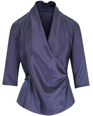 Peter Cohen Silk Wrap Blouse - Blue