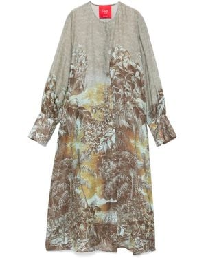 Co.Go Botanical-print Midi Dress - Grey