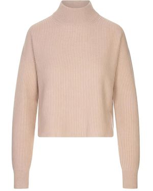 Max Mara Ribbed Funnel Neck Jumper - Natural