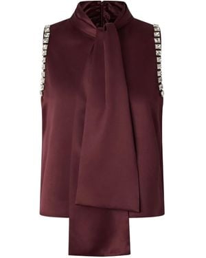 Pinko Tie-Neck Satin Blouse - Purple