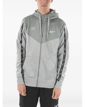 Nike Logo-Print Zip-Up Hoodie - Gray
