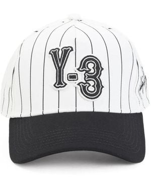 Y-3 Pinstripe Logo-Detail Baseball Cap - White