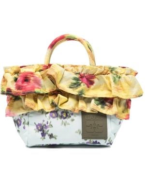 Ganni Ruffled-Trim Tote Bag - Metallic