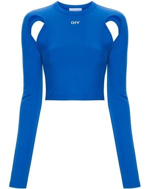 Off-White c/o Virgil Abloh Off- Cut-Out Long Sleeve Cropped Top - Blue
