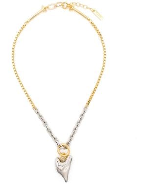 Vann Jewelry Two-Tone Small Heart Necklace - Metallic